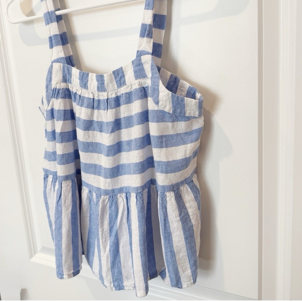 Loft Linen Blend Striped Cropped Tank Top Size XXS Coastal Beachy Lightweight - Picture 2 of 7
